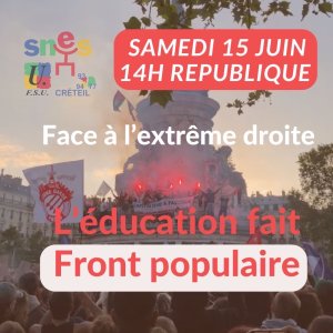 Mobilisons-nous contre l'extrême droite le 15 juin à 14H