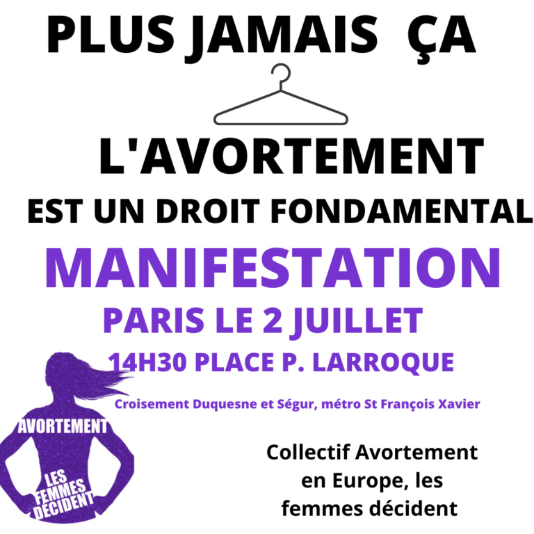 L'avortement est un droit fondamental ! Manifestation le 2 juillet.