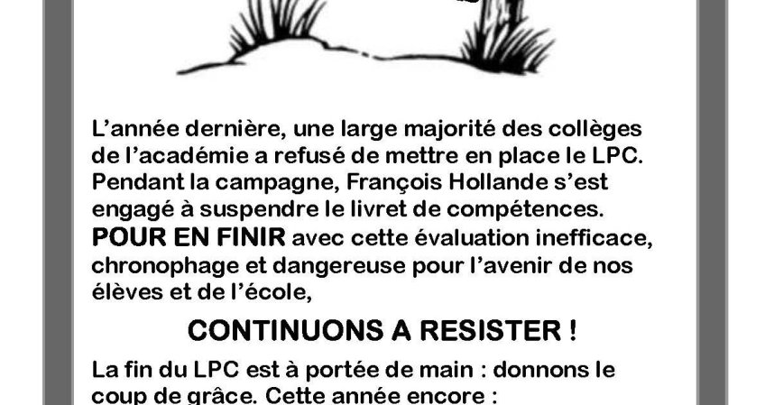 Livret de compétences : continuons à resister